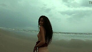 Manoella Fernandes strips naked on the beach!