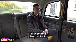 Fake taxi driver bangs customer with big natural boobs!