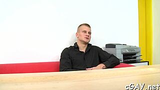 Hot gay males engage in intense porn actions with sucking, fucking, and cumshots in various positions.