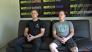 straight dude’s first gay suck on couch, whoa, at nextdoorstudios audition, damn nervous!