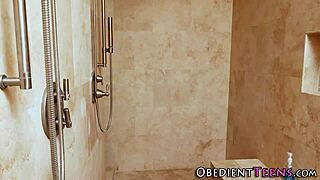 Spanked And Bound Teen Jizzed In Shower!