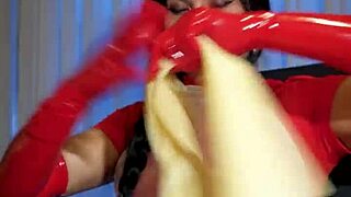 Nurse in latex gloves dominates patient in hospital
