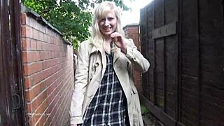 Why is blonde babe flashing in public?