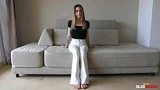 virgin girl in porn casting, shaved and ready for action