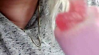 Blonde girl with big tits masturbates pussy and ass