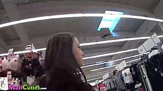 Brunette with small tits fucks outdoors