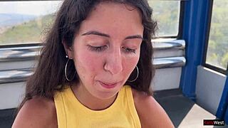 Beautiful Teen Sucks Cock On Ferris Wheel In Amusement Park