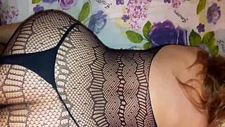 My curvy wife bends over in lingerie