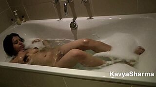 Indian babe kavya feels intense pleasure fingering her tight pussy in the bathtub with hindi audio