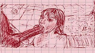 Drawing a milf sucking huge dark hentai cock for fans