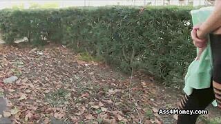 blue-eyed sporty chick bangs for cash in public group.