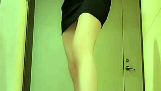 asian crossdresser in office masturbates waiting for passerby