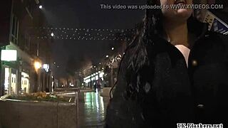 emma flashes her fat pussy outdoors for voyeurs to see