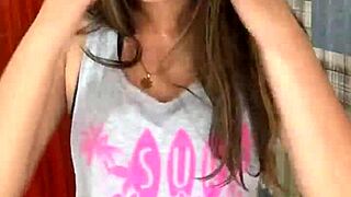 Beautiful slim girl teaches sexy outfits in a casual way