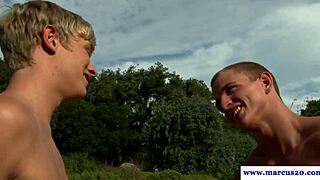 bodybuilders tugging jocks and spraying jizz outdoors in close up rimjob