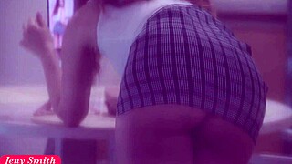 Spying on Jeny Smith Taking Nude Selfies Through Her Window in a Miniskirt