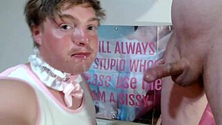 My sissy slave obeys, so I degrade him at home and let him fuck me