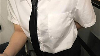 curious japanese couple sneaks intimate moments on empty rural train
