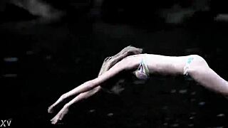 Supernatural sexy bikini girl swimming in water