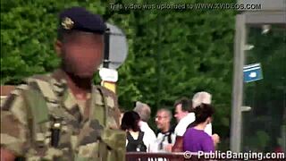 A cute girl gets fucked by two guys with big dicks near the Eiffel Tower in Paris