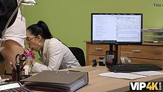 The vip4k agent approved the brunette nympho's credit for a steamy sex interview