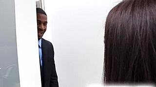 brunette babysitter tries black cock in skirt