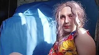 Sissy Crossdresser in Sexy Dress Shows Big White Ass