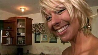 Amazing milf blonde sucks cock