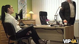 The vip4k agent approved the brunette nympho's credit for a steamy sex interview