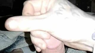 guy cums from masturbation while stroking his cock alone