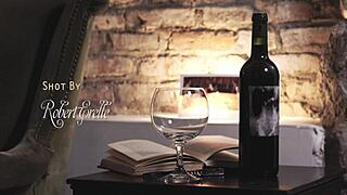 Horny Talia Mint Shows Full Bush and Foot Fetish with Wine Glass