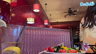 Cumming Hard in Public with Interactive Toy During Lunch Break Wet Mess