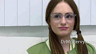 Is petite patient ready for doctor’s wild sofa action?