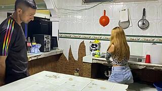 Stepsister Gives Pussy While Washing Dishes?