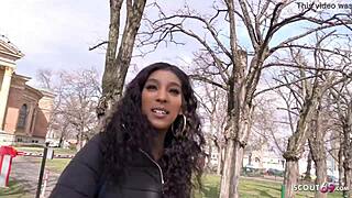 Ebony bombshell fucks to eye rolling orgasm at german pickup casting. Is it hidden or public?