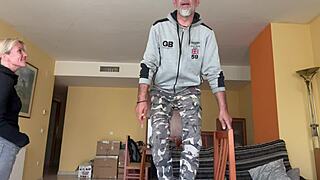 hey, the hot wife gives a blowjob to the electrician.