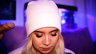 Cute blonde sucks cock with big ass