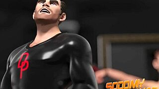 Ebony superhero with big black cock shoves it into his own ass for intense self-fucking.