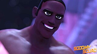 Ebony superhero with big black cock shoves it into his own ass for intense self-fucking.