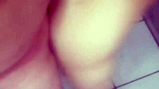 young latina takes big cock anal in bathroom