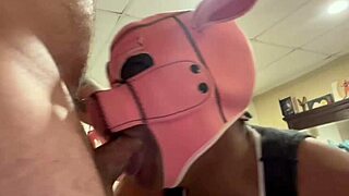 black pig in mask gets facefucked drooling throat juice salivating degrading