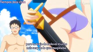 Linda chica rubia en la playa hentai