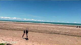 nude wife dares voyeur at clothed beach