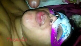 Big tit milf gets cum on face in lingerie 😍