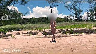 nude wife dares voyeur at clothed beach