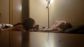 Amateur couple engages in kissing and riding during their night of activities