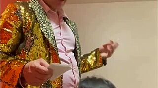 Milf gives blowjob during comedy