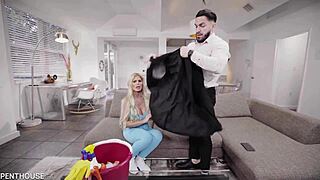 casca akashova, the busty blonde housekeeper, fucks her boss to keep job