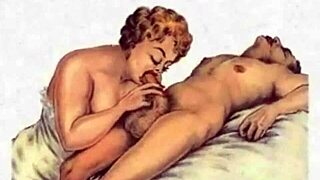 Adult content from the past drawn in erotic style
