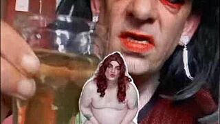 Bisexual sissy swallows pee naked